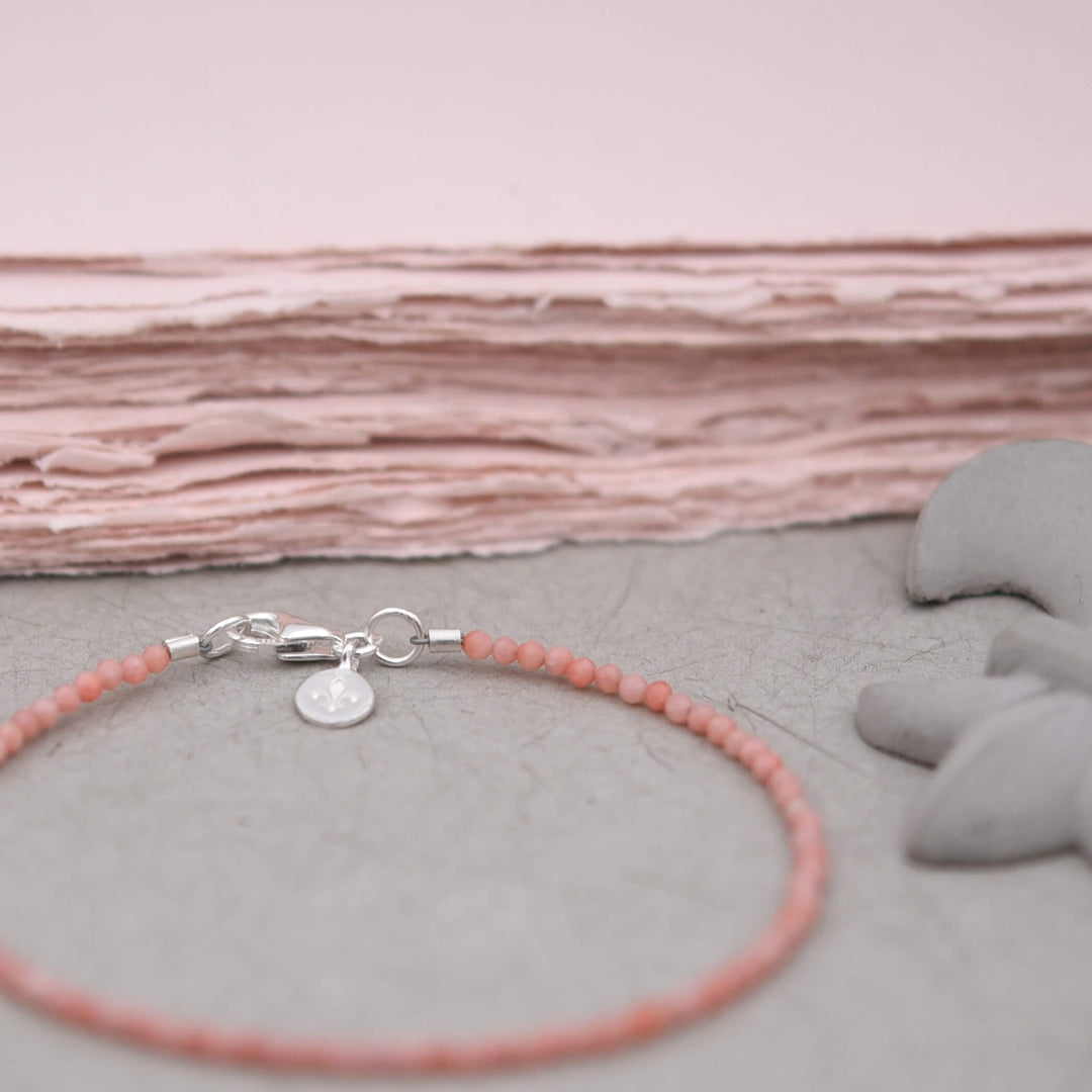 Edelsteinarmband Koralle LACHSROSA