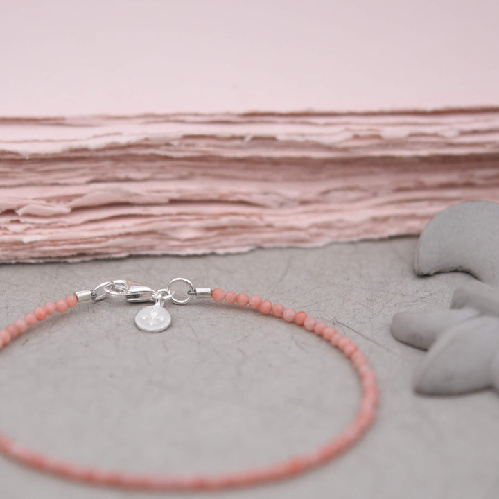 Edelsteinarmband Koralle LACHSROSA