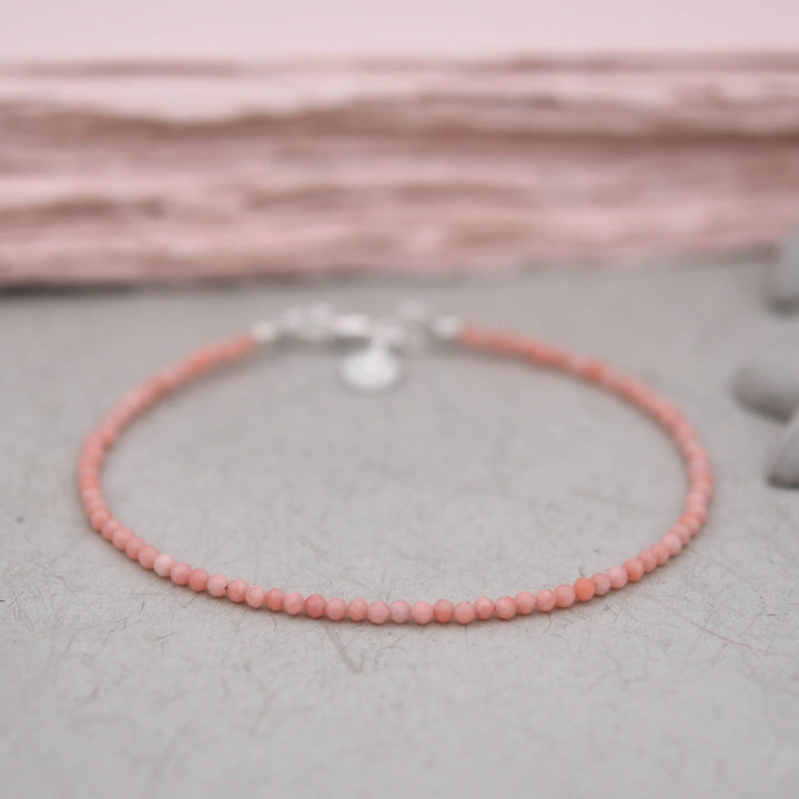 Edelsteinarmband Koralle LACHSROSA